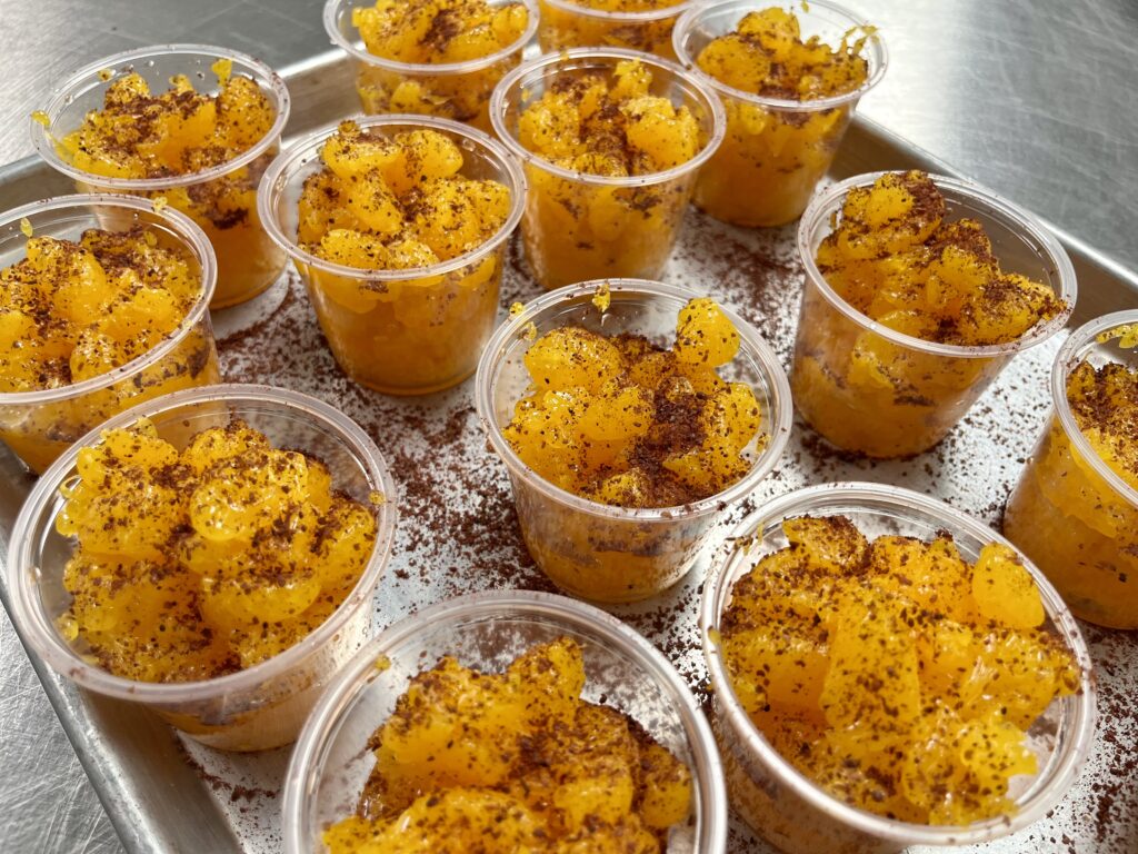 Sumac Spiced Mandarin Oranges in cups.