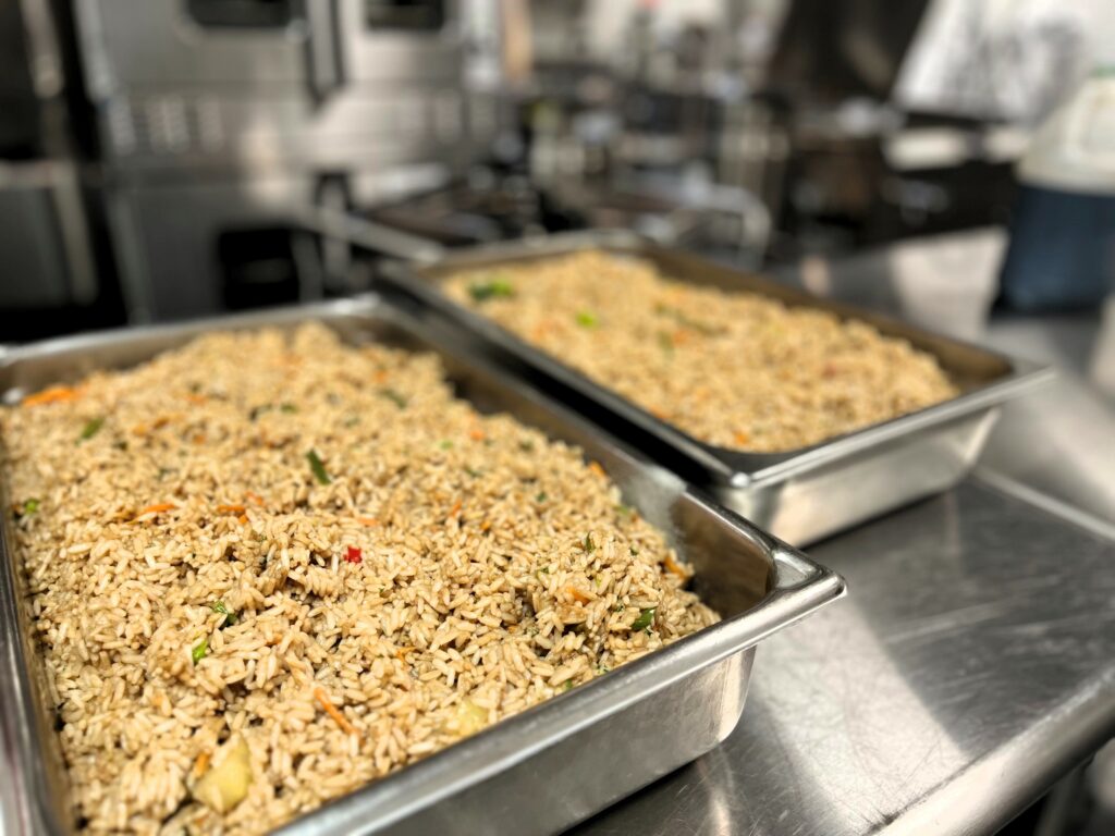 Stir Fried Rice in pans.
