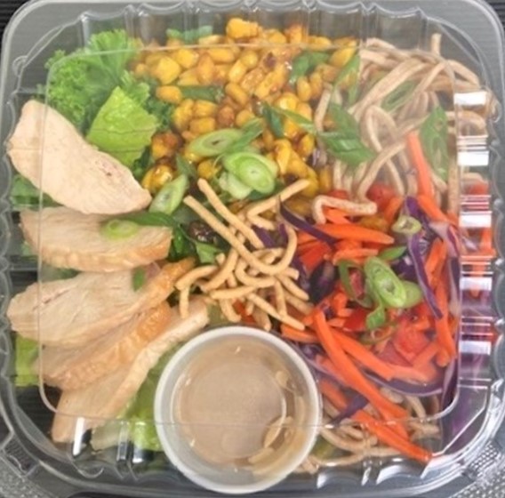 Ginger Chicken Noodle Salad in a grab and go container.