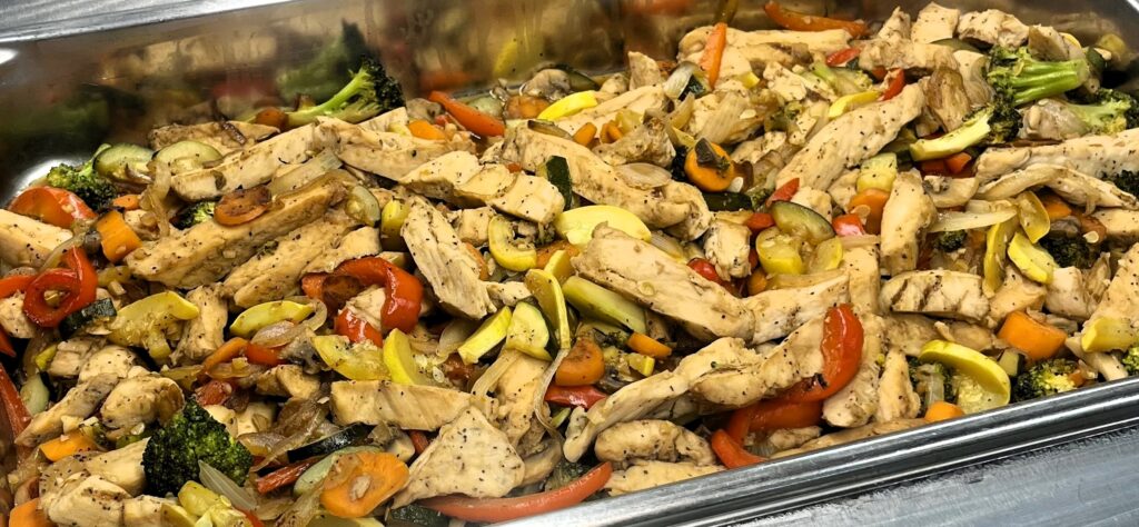 Honey Garlic Chicken Stir Fry in 4-inch pan for serving.