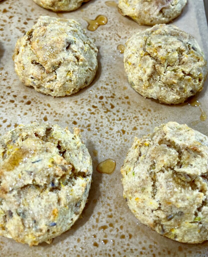 London Fog Drop Biscuits on baking sheet.