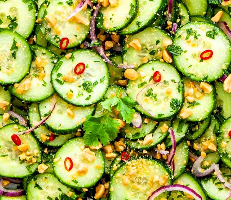 Peanut Lime Dressed Cucumbers.