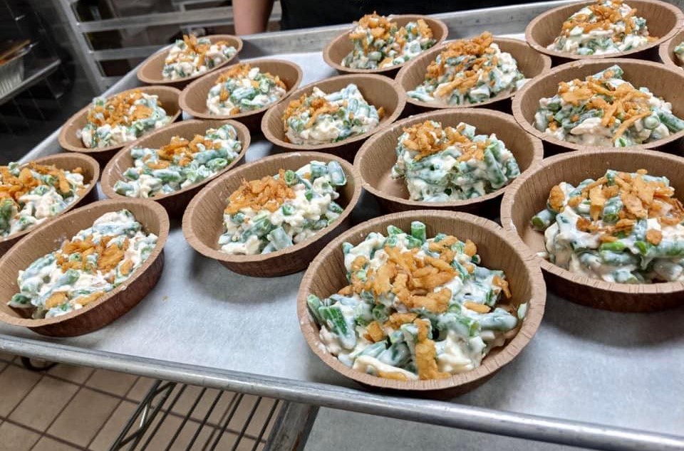 Cheesy Green Bean Casserole in bowls.