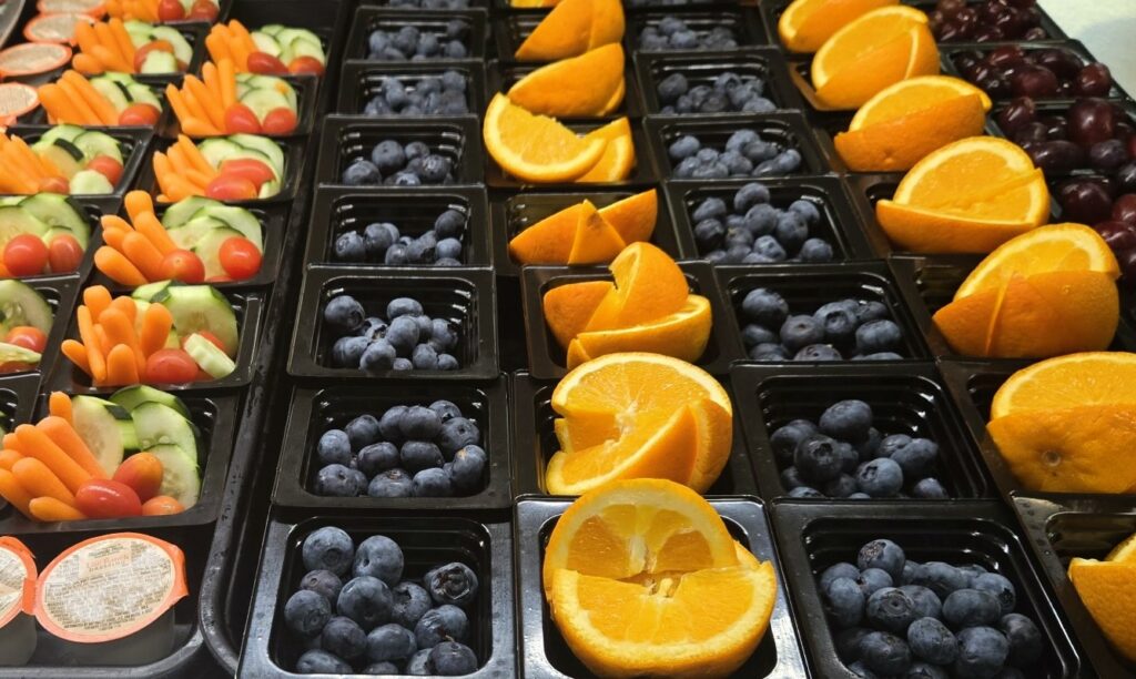 Fresh fruit on serving line.