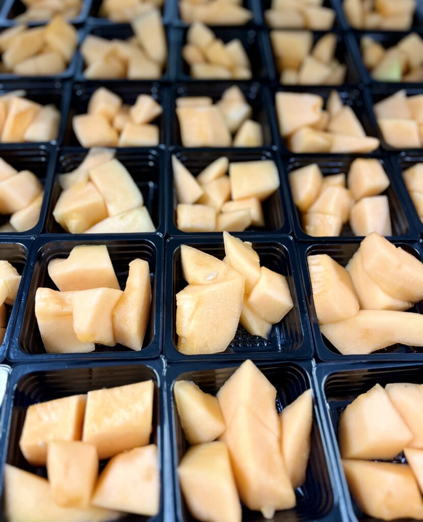 Cantaloupe in 2-ounce cups.