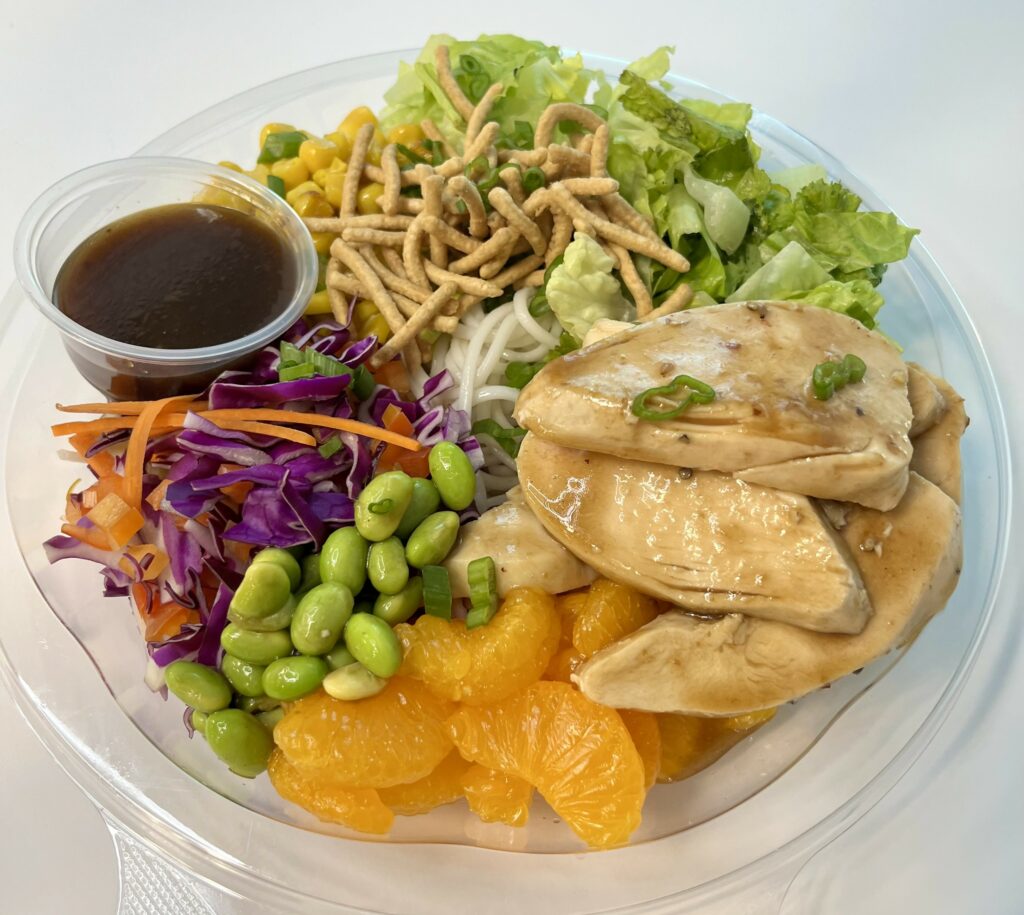 Ginger Chicken Noodle Salad with dressing.