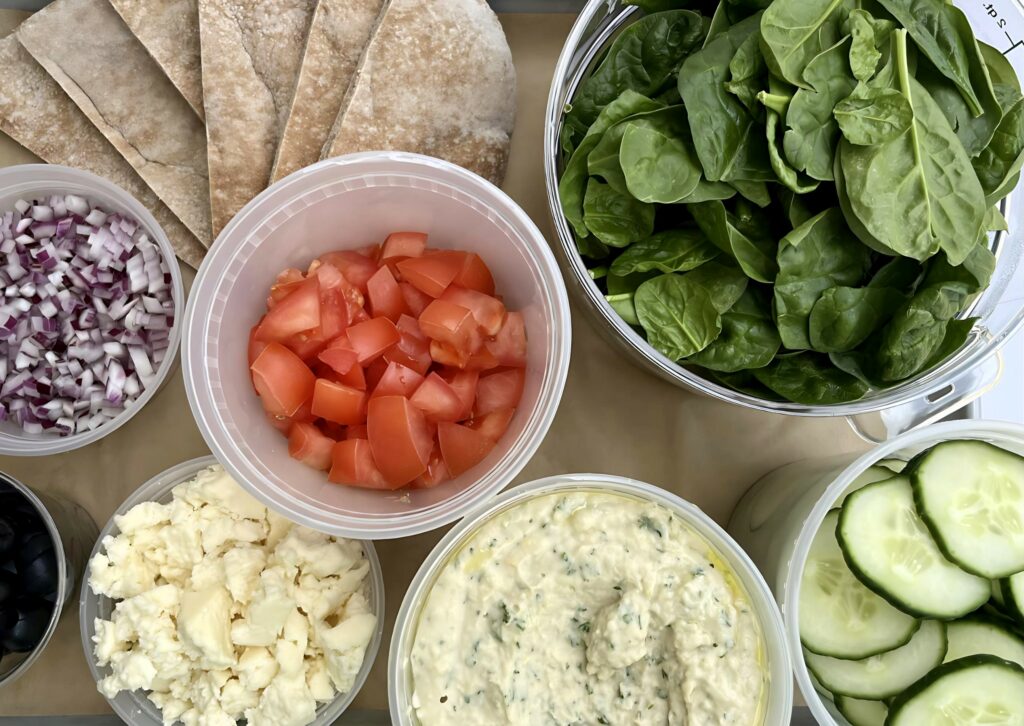 White Bean Veggie Pita ingredients.