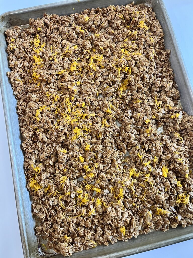 House Made Granola on baking sheet.