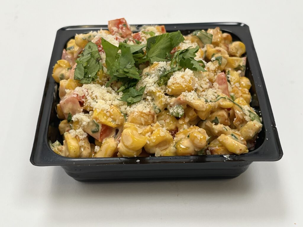 Mexican street corn salad in a bowl.