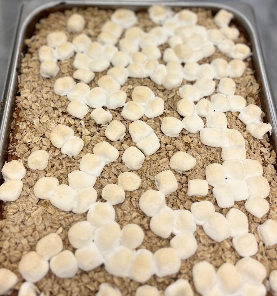 Oat-Mallow Sweet Potato Soufflé in pan.