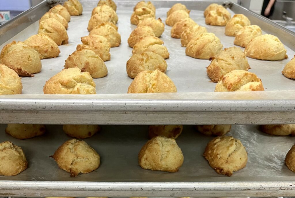 Satsuma Cardamom Drop Biscuit on baking sheets.