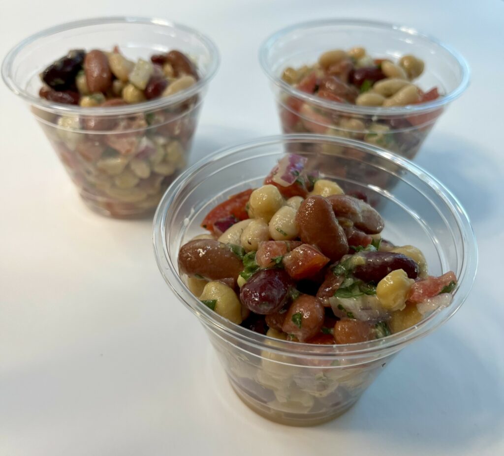 Zesty 4 Bean Salad in cups.