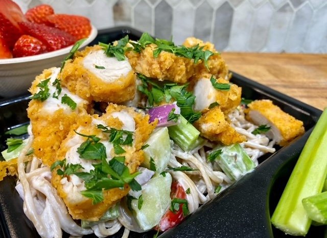 Greek Chicken Pasta Salad.