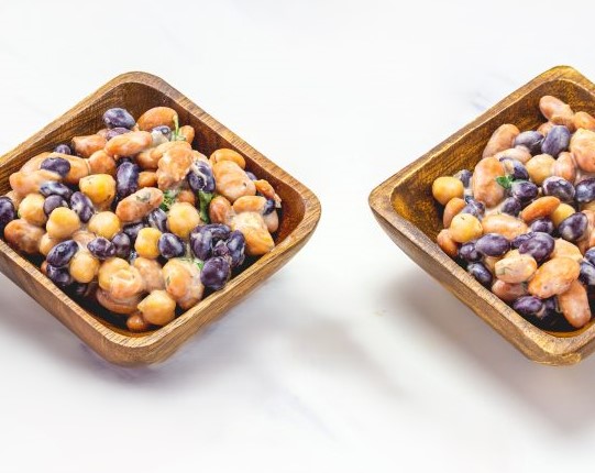 BBQ Bean Salad in cups.