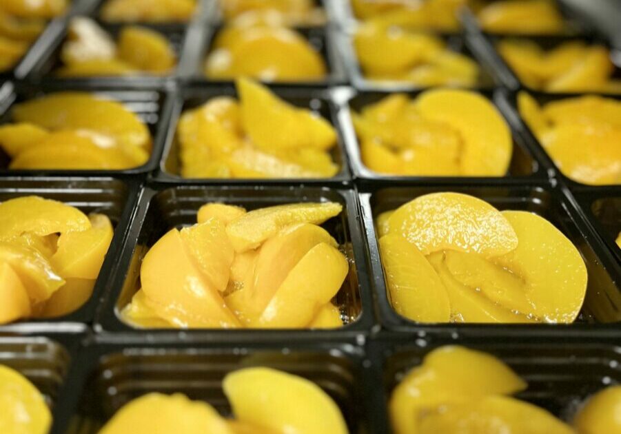 Portioned chilled peaches.