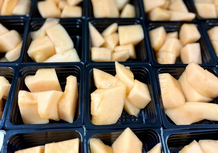 Cantaloupe in 2-ounce cups.