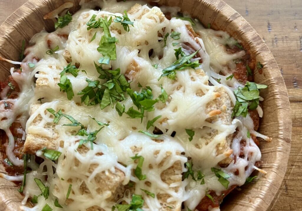 Cheesy Breakfast Bombay Bake bowl.