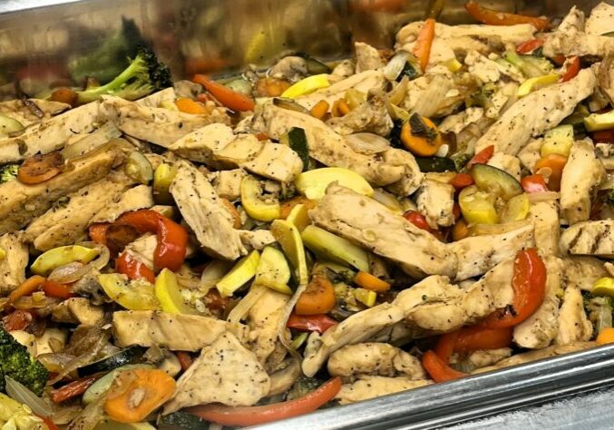 Honey Garlic Chicken Stir Fry in 4-inch pan for serving.