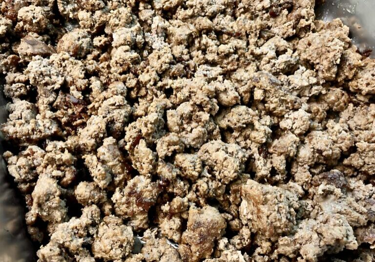 Seasoned Ground Beef in a pan.