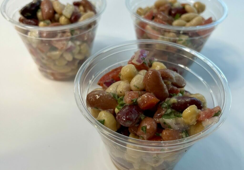 Zesty 4 Bean Salad in cups.