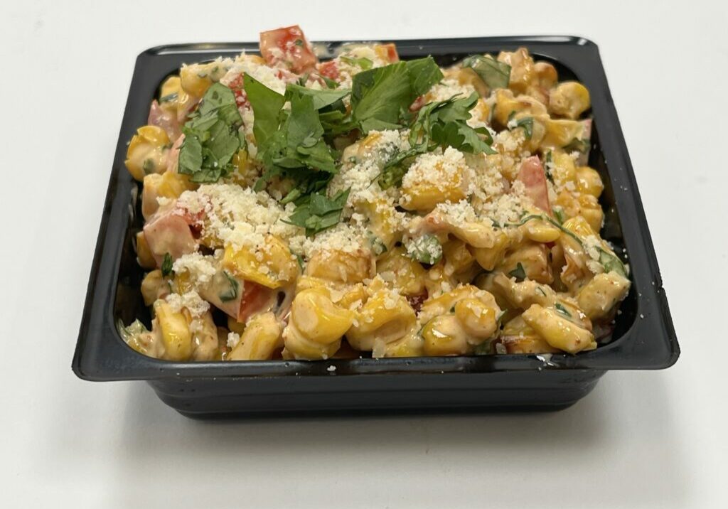 Mexican street corn salad in a bowl.