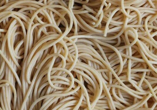 Plain spaghetti pasta noodles.