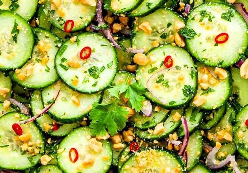 Peanut Lime Dressed Cucumbers.